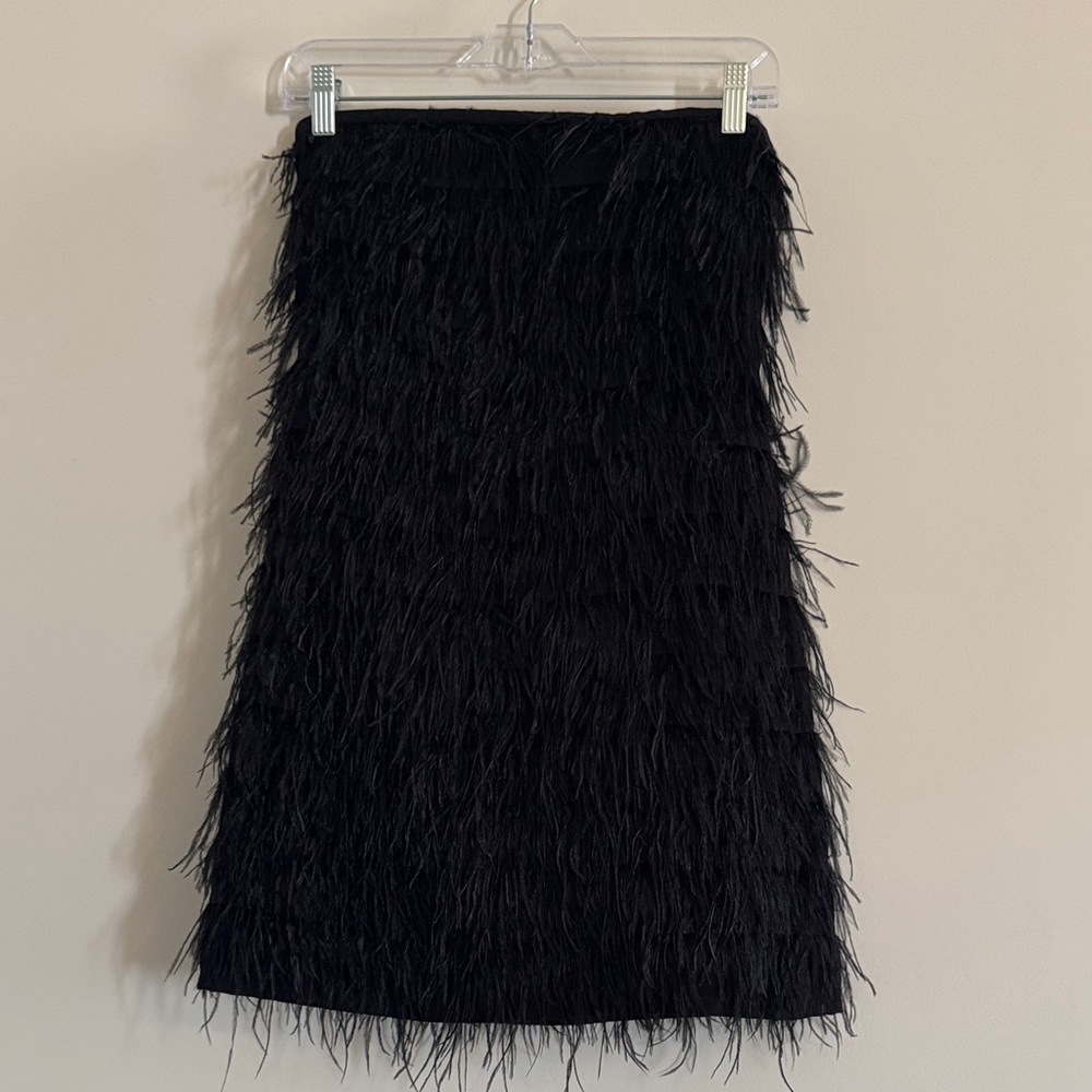 NWT Vineet Bahl Anthropologie Faux Feather Black Mini Dress XS - Picture 4 of 14
